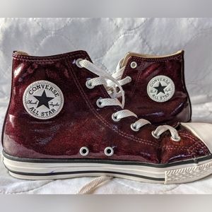 Converse Chuck Taylor All Star Glitter High Top Junior Shoes Burgundy size 5.5